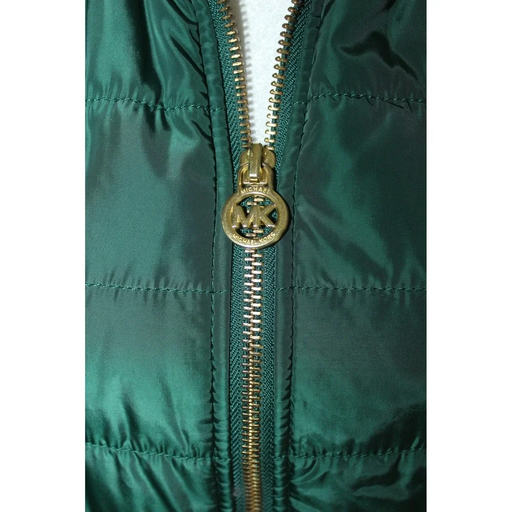 Michael Kors Women's Emerald Green Quilted Puffer Vest Gold Hardware XS Preppy